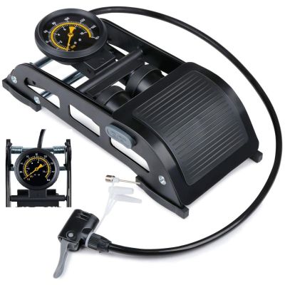 25. DUNLOP 2-PISTON FOOT PUMP WITH PRESSURE GAUGE BIKE CAR BALL