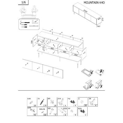 4. 4D MOUNTAIN chest of drawers 204x40x72 black + gold