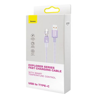 7. Baseus Explorer 100W USB-A - USB-C Cable with Intelligent Temperature Sensor 1m - Purple