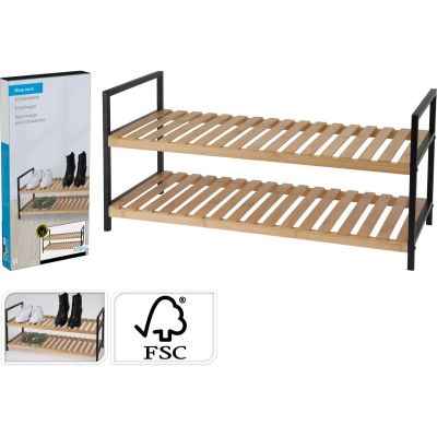 2. SHELVES SHOE RACK 2 LEVELS BAMBOO HOME & STYLING COLLECTION