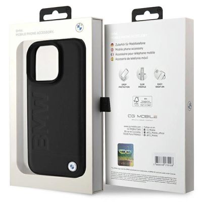 8. BMW Leather Hot Stamp iPhone 16 Pro Max Case - Black