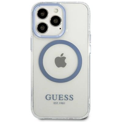 3. Guess Metal Outline MagSafe Case for iPhone 13 Pro / iPhone 13 - Blue