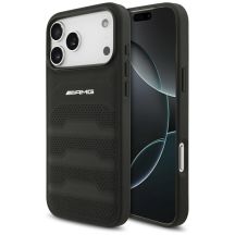 Mercedes AMG Leather Debossed Lines Logo Case for iPhone 18 Pro Max / 17 Pro Max - Black