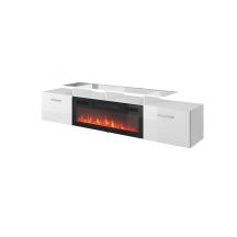 ROVA TV cabinet with electric fireplace 190x37x48 white/white gloss