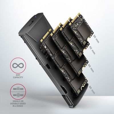 9. Axagon EEM2-GTS2 SSD Hard Drive Case Black M.2