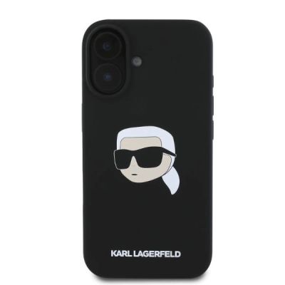 4. Karl Lagerfeld Silicone Karl Head Print MagSafe iPhone 16 Case - Black