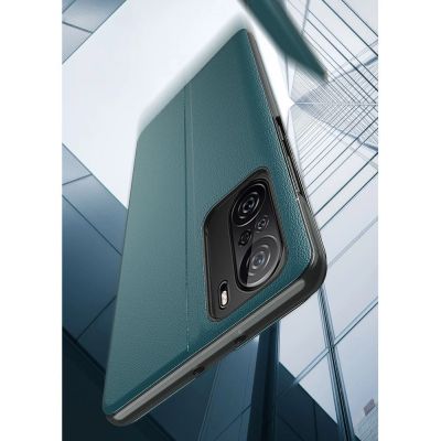 4. Eco Leather View Case Elegant Flip Cover Case with Stand Function Xiaomi Redmi K40 Pro + / K40 Pro / K40 / Poco F3 Red