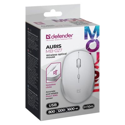 5. DEFENDER AURIS MB-027 RF SILENT WHITE OPTICAL MOUSE 52028