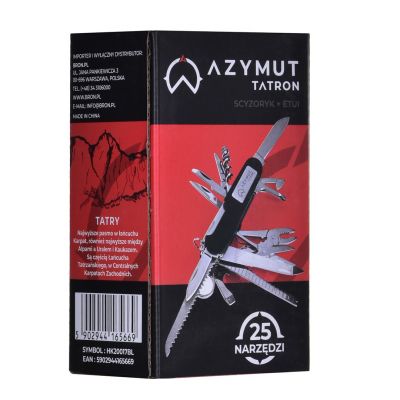 11. Tatron AZYMUT pocket knife - 25 tools + holster, 90mm black ( HK20017BL )