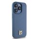 4. DKNY Leather Monogram Pattern Metal Logo MagSafe Case for iPhone 15 Pro - Blue