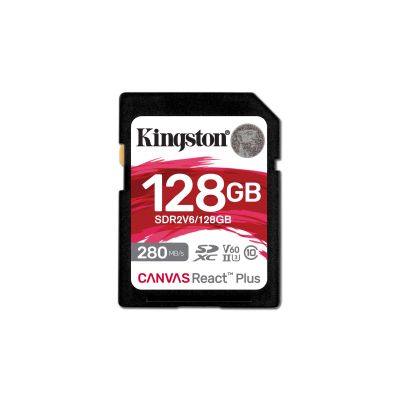 4. KINGSTON microSDXC Canvas 128GB React Plus UHS-II 280R/100W U3 V60 for Full HD/4K