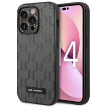Karl Lagerfeld Saffiano Mono Metal Logo iPhone 14 Pro Max 6.7" Case - Gray