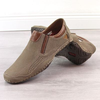 11. Rieker M RKR580 brown leather openwork shoes