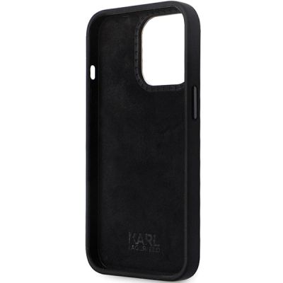 7. Karl Lagerfeld KLHCP14LSMHKNPK case for iPhone 14 Pro - black Silicone Ikonik Metal Pin