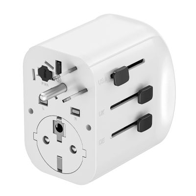GEMBIRD UNIVERSAL GROUNDED TRAVEL ADAPTER 15W, WHITE