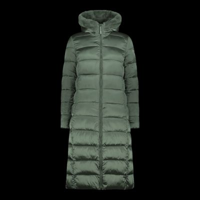 4. CMP women's winter jacket with hood, insulated coat, long, green (34K0046F/E621)