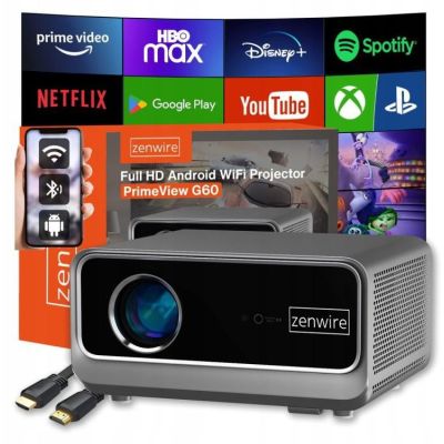 Projector Android Google TV FULL HD 4K 39000lm WiFi Portable SMART Zenwire G60
