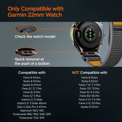 10. Spigen Athlex Air Strap for Garmin QuickFit 22mm - Black and Orange