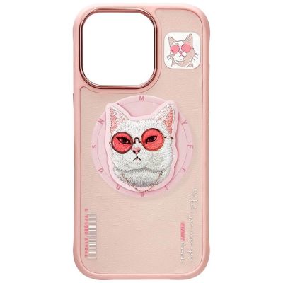 6. Nimmy Glasses Cool Cat MagSafe Case for iPhone 16 Pro Max - Pink