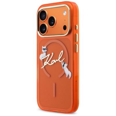 2. Karl Lagerfeld IML Choupettes Karl Script Logo MagSafe Case for iPhone 17 Pro - Orange