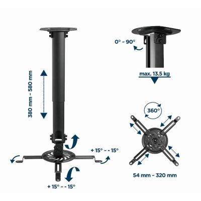 9. GEMBIRD ADJUSTABLE PROJECTOR CEILING MOUNT LOAD UP TO 13KG
