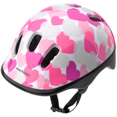 10. Meteor KS06 Hearts pink bike helmet size XS 44-48cm Jr 24818