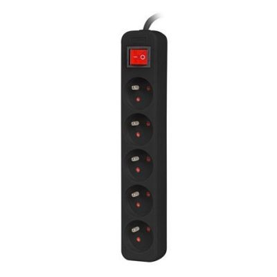 2. LANBERG 1.5 m Power Strip, 5 x 230 V, PL, with Switch, Cable Made of Pure Copper, Black