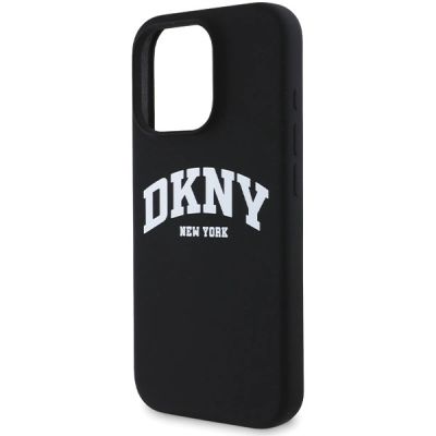 6. DKNY Silicone White Printed Logo MagSafe Case for iPhone 16 Pro Max - Black