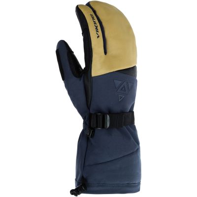 VIKING Norvik Pro Lobster Adult Freeride Gloves Navy Blue with Beige Leather 7