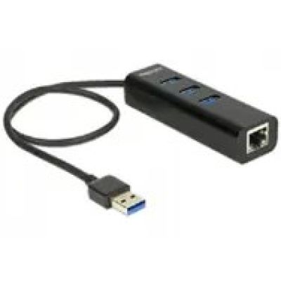 DELOCK USB-HUB 3-Port USB3.0, +1x Gigabit LAN