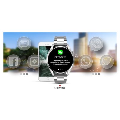 6. GIEWONT Vertex SmartCall GW450-5 Silver/Carbon Leather smartwatch