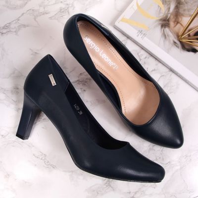 5. Sergio Leone navy blue block heel pumps