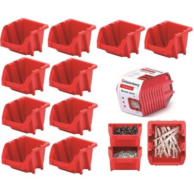 25. BINEER SHORT WORKSHOP BIN CONTAINER SET 10 PCS RED KISTENBERG