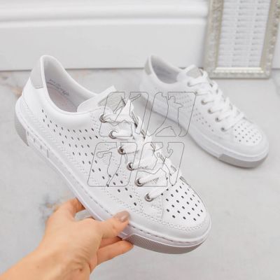 4. Rieker W RKR642 white openwork leather shoes