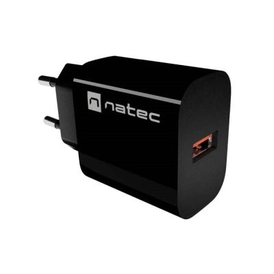 7. NATEC RIBERA 1X USB-A 18W BLACK WALL CHARGER