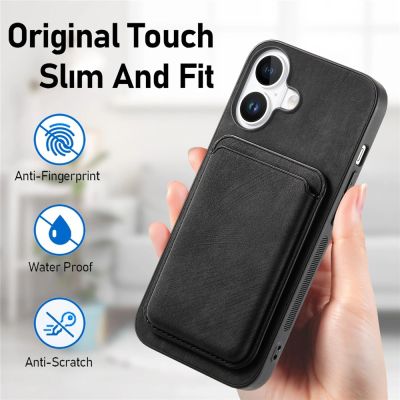 13. Synthetic Leather iPhone 17 Case with Detachable MagSafe Compatible Card Holder - Black