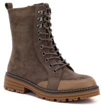 Women's suede worker boots brown M.Daszyński SA259-4