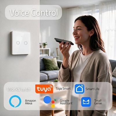 4. QOLTEC LIGHT ON/OFF SWITCH | TOUCH 2-CHANNEL | WI-FI | TIMER | TUYA | WHITE