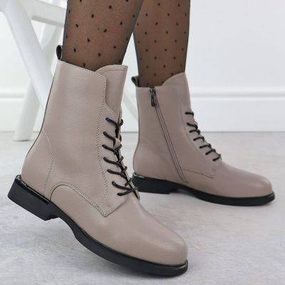 6. Women's leather ankle boots, beige, Filippo DBT7222