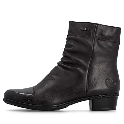 3. Women's leather ankle boots with heels, brown, insulated, Rieker Y0773-25