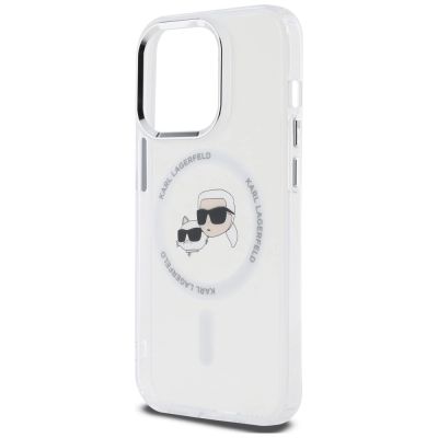 6. Karl Lagerfeld IML Metal Karl & Choupette Head MagSafe iPhone 14 Pro Case - White