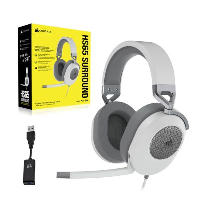 4. Corsair HS65 SURROUND Wired Handheld Gaming Headset White