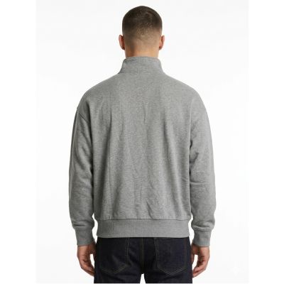 2. Calvin Klein Zip Fleece Hoodie Logo Tape Grey Heather - LZ04RE285G-P7E