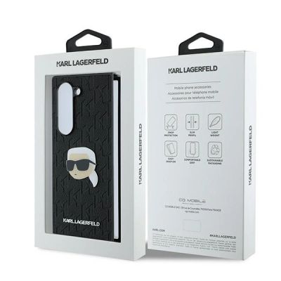 7. Karl Lagerfeld Saffiano Monogram Head Pin Case for Samsung Galaxy Z Fold 6 - Black