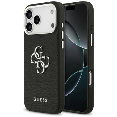 Guess Grained Big 4G Classic Logo case for iPhone 17 Pro Max - black