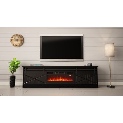 3. GRANERO TV cabinet + fireplace 200x56.7x35 black/black combination