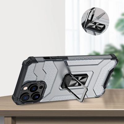 5. Crystal Ring Case Kickstand Tough Rugged Cover for iPhone 12 Pro Max black