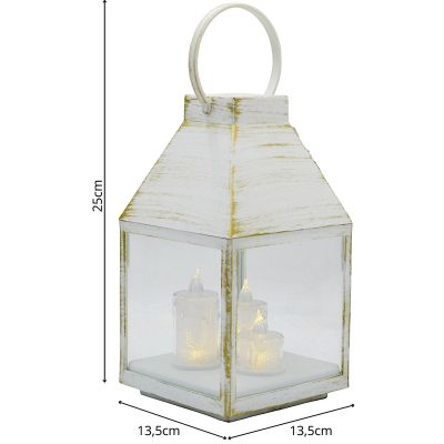 4. ADVENT LANTERN RORATY LED LANTERN 25CM 3 CANDLES WHITE