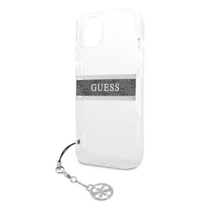 6. Guess GUHCP13SKB4GGR iPhone 13 mini 5.4" Transparent hardcase 4G Gray Strap Charm