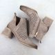4. Women's suede ankle boots with openwork heels, gray, Potocki SZ12356